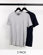 French Connection 2-pack Crew Neck T-shirts In Navy & Light Gray-multi