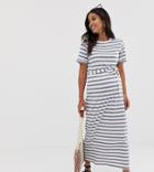 Asos Design Maternity Exclusive Maxi T-shirt Dress In Bold Stripe With Belt - Multi