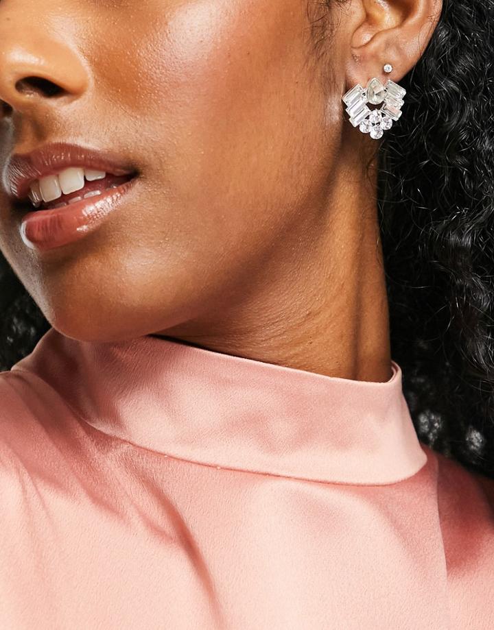 True Decadence Stud Earrings With Mixed Crystal Cluster-silver