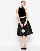 Asos Full Midi Skirt With Laser Cutting - Black