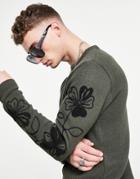 Bolongaro Trevor Fenton Floral Knitted Crew Neck Sweater-green