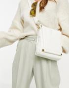 Urbancode Leather Flap Over Backpack In White