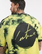 The Couture Club Tie Dye Signature Cut-out Oversized T-shirt In Yellow