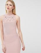 True Decadence Petite Bandage Dress With Lattice Detail - Pink