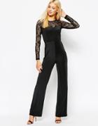 Missguided Wide Leg Lace Jumpsuit - Black