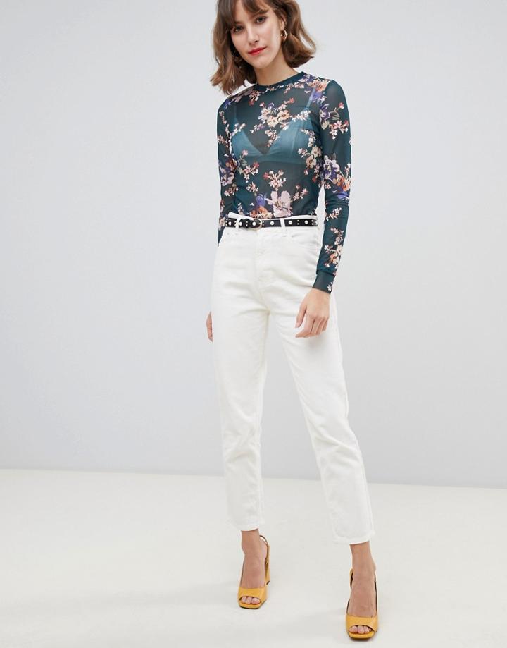 Stradivarius Cord Mom Pants - White