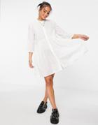 Only Shirt Smock Dress With 3/4 Sleeves In White