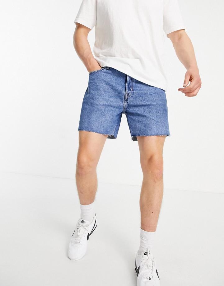 Weekday Draught Denim Shorts In Harper Blue-blues