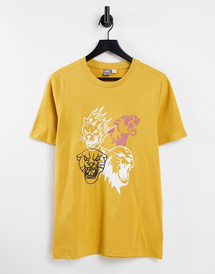 Puma Hoops Graphic Logo T-shirt In Yellow