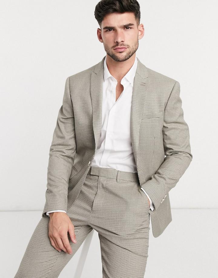 Topman Slim Single Breasted Suit Jacket In Beige-brown