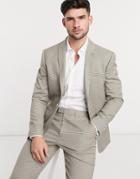 Topman Slim Single Breasted Suit Jacket In Beige-brown