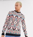 Asos Design Tall Knitted Heavyweight Sweater In Multi Color Design