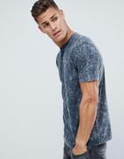 Asos Design Relaxed Longline T-shirt With Pocket In Acid Wash - Gray