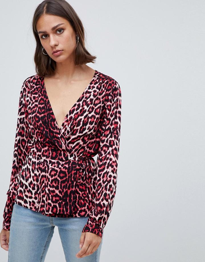 Moves By Minimum Leopard Wrap Blouse - Multi