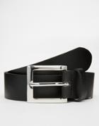 Asos Smart Leather Belt In Black - Black