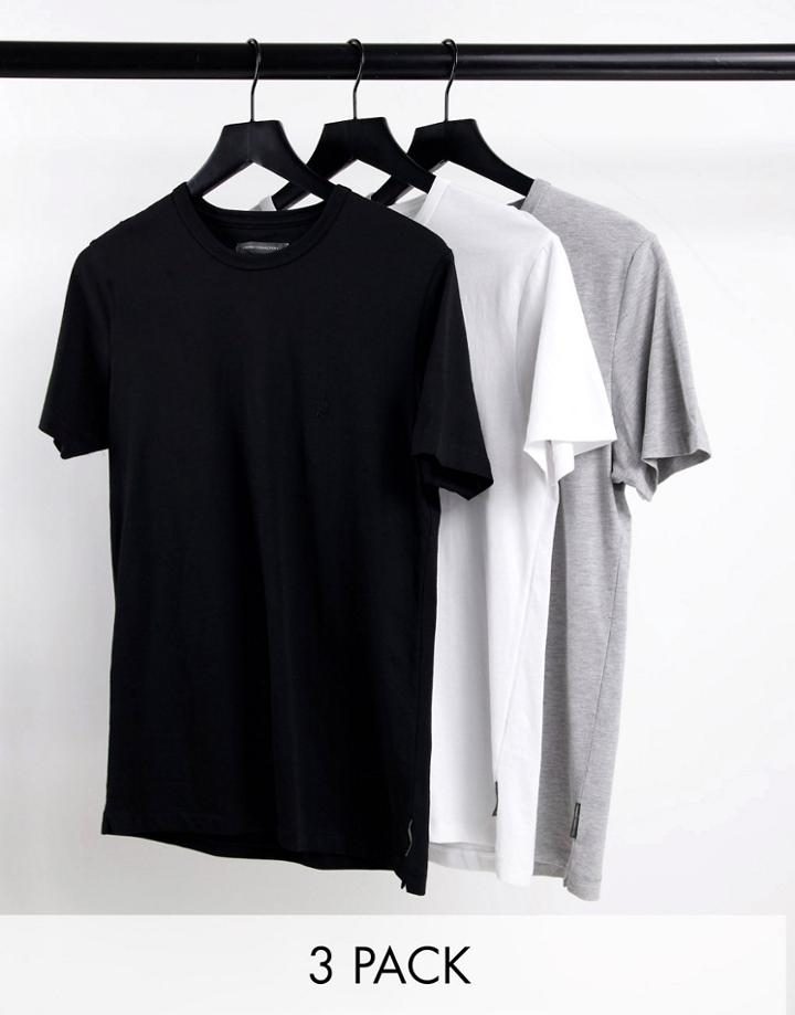 French Connection 3 Pack T-shirt In Multi-gray