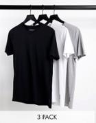 French Connection 3 Pack T-shirt In Multi-gray