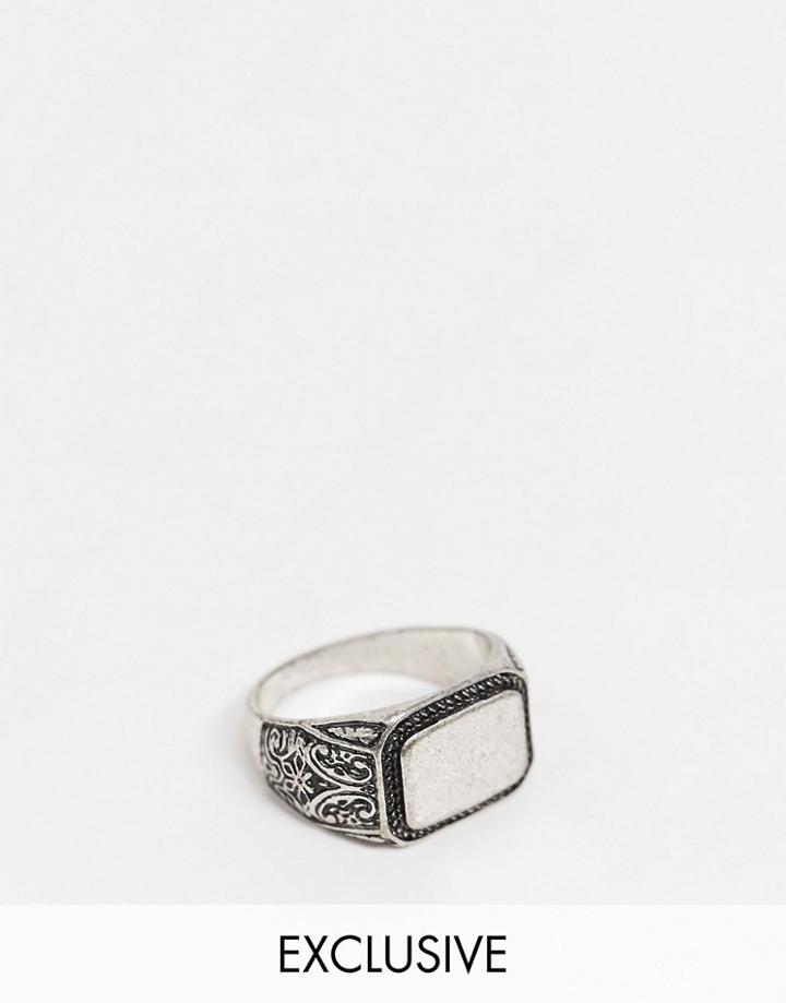 Reclaimed Vintage Inspired Signet Ring In Silver