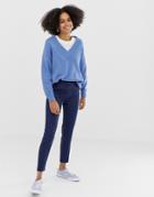 Monki Tailored Peg Leg Pants With Houndstooth Print In Blue Two-piece - Blue
