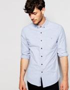 Asos Oxford Shirt In Long Sleeve With Neps - Blue