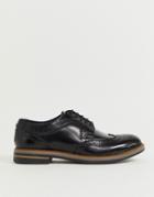 Base London Kent Brogues In Hi Shine Black