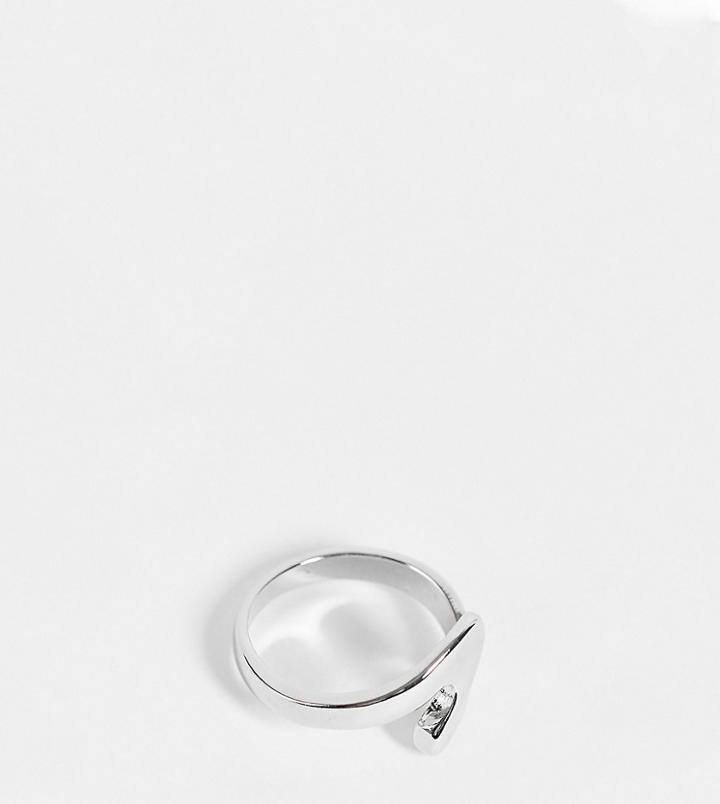 Asos Design Curve Thumb Ring In Squiggle Design In Silver Tone