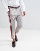 Asos Tapered Smart Pants In Check With Plaid Side Stripes - Gray