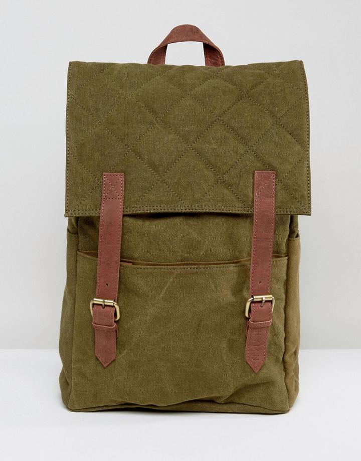 Hymn Double Strap Quilted Backpack - Green