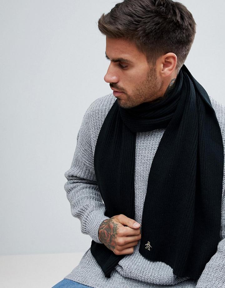 Original Penguin Rib Scarf - Black