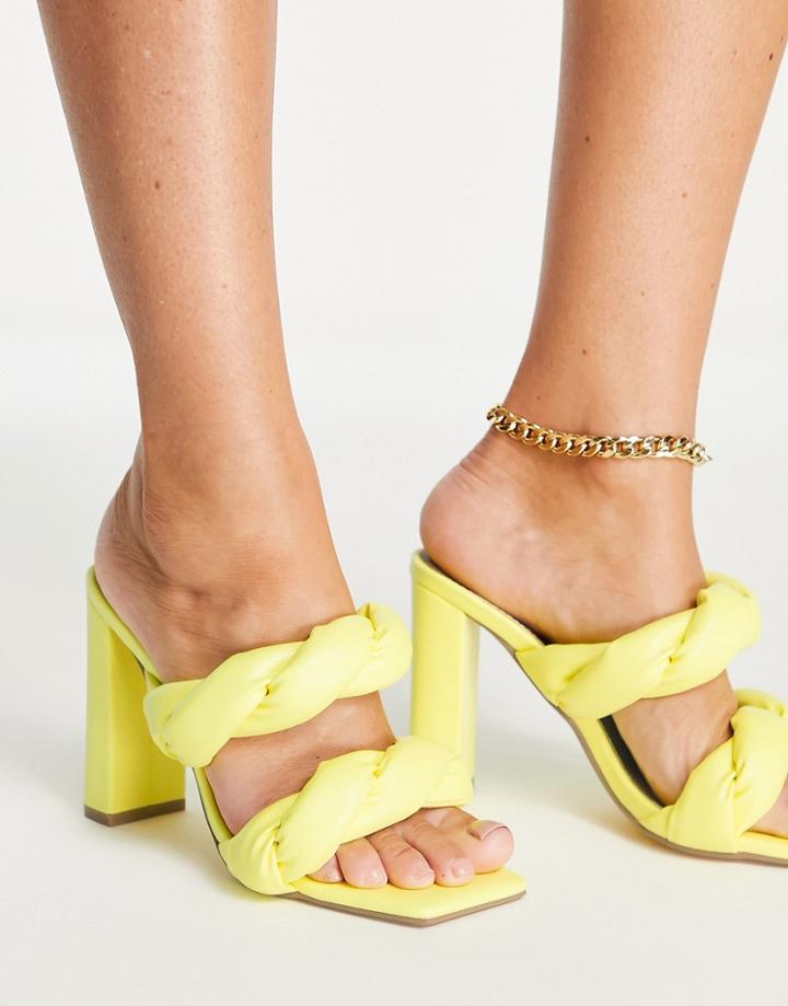 Ego Waverly Block Heel Twist Sandals In Yellow-green