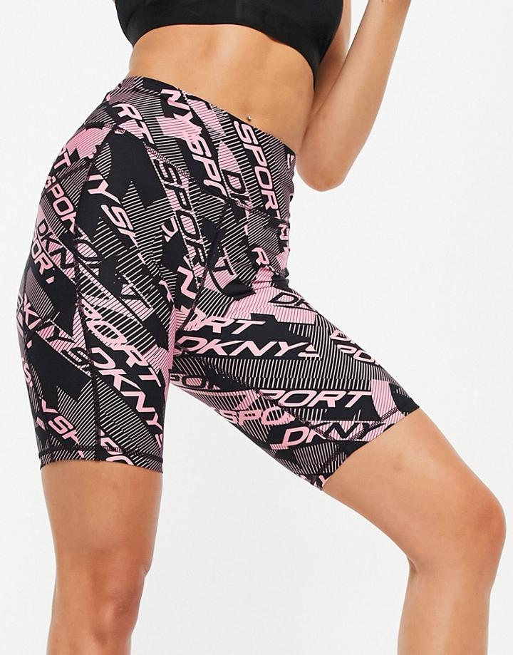 Dkny Sport Set Arches Logo Short Leggings In Pink-black