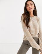 Pieces Long Sleeve Jersey Marl Top-brown