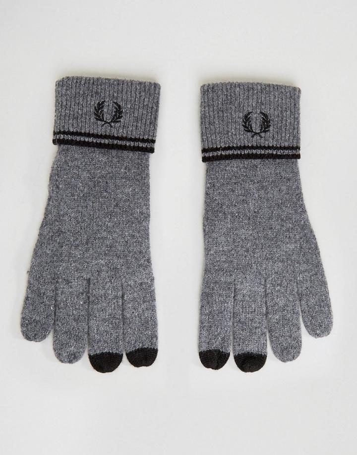 Fred Perry Twin Tipped Lambswool Gloves Charcoal - Gray