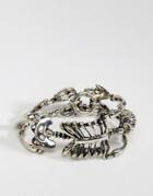 Asos Design Halloween Chain Bracelet With Skeleton - Silver