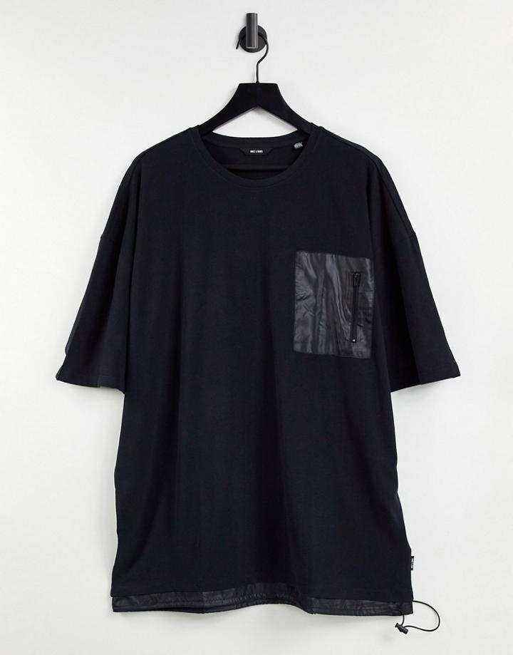Only & Sons Oversize T-shirt With Nylon Pocket In Black