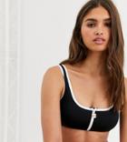 Ellesse Exclusive Crop Bikini Top With Zip In Black