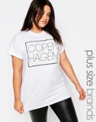 Missguided Plus Copenhagen Slogan T-shirt - White