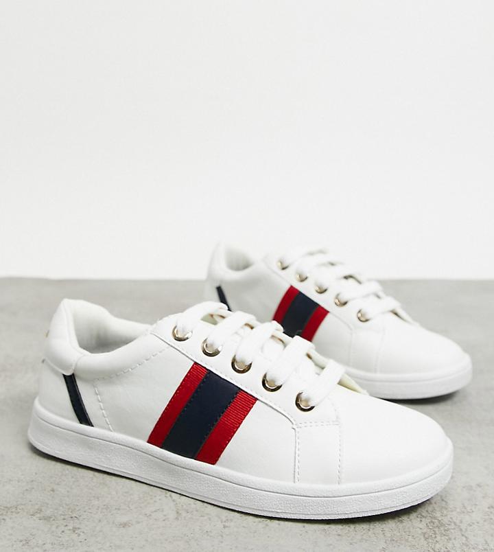 River Island Wide Fit Side Stripe Sneaker In White