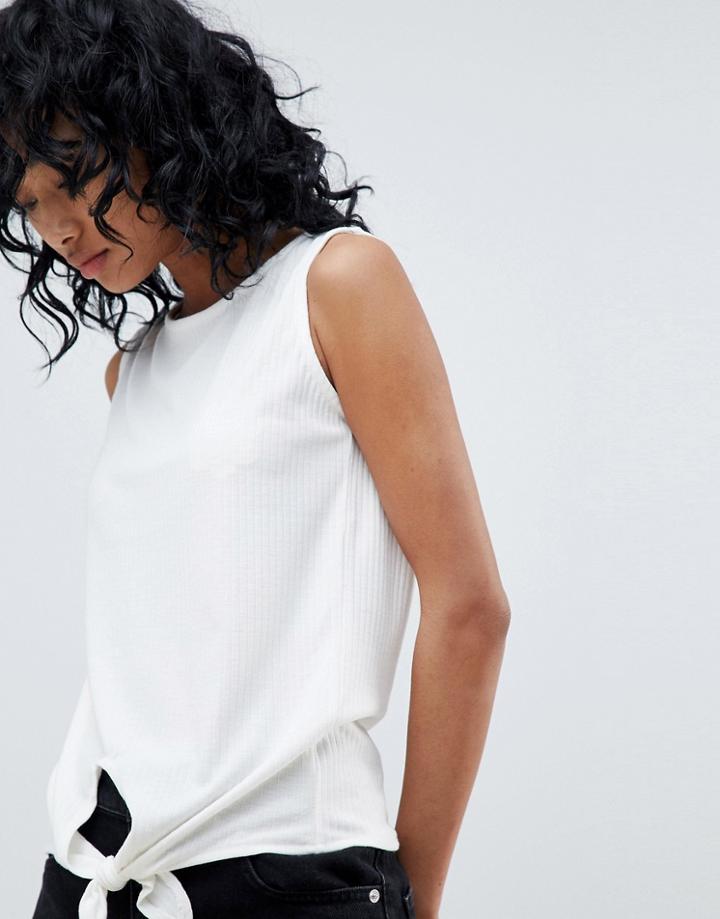 Pieces Tie Front Tank - White