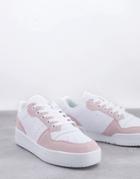 Truffle Collection Chunky Flatform Sneakers In White And Pink
