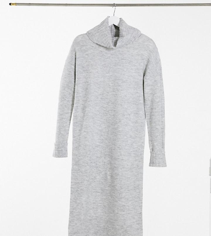 Vero Moda Tall Sweater Dress With Roll Neck In Gray-grey