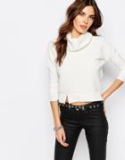 Noisy May Focus Roll Neck Long Sleeve Top - White