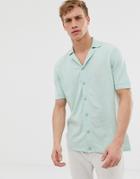 Asos Design Knitted Button Through Revere Polo In Mint Green - Green