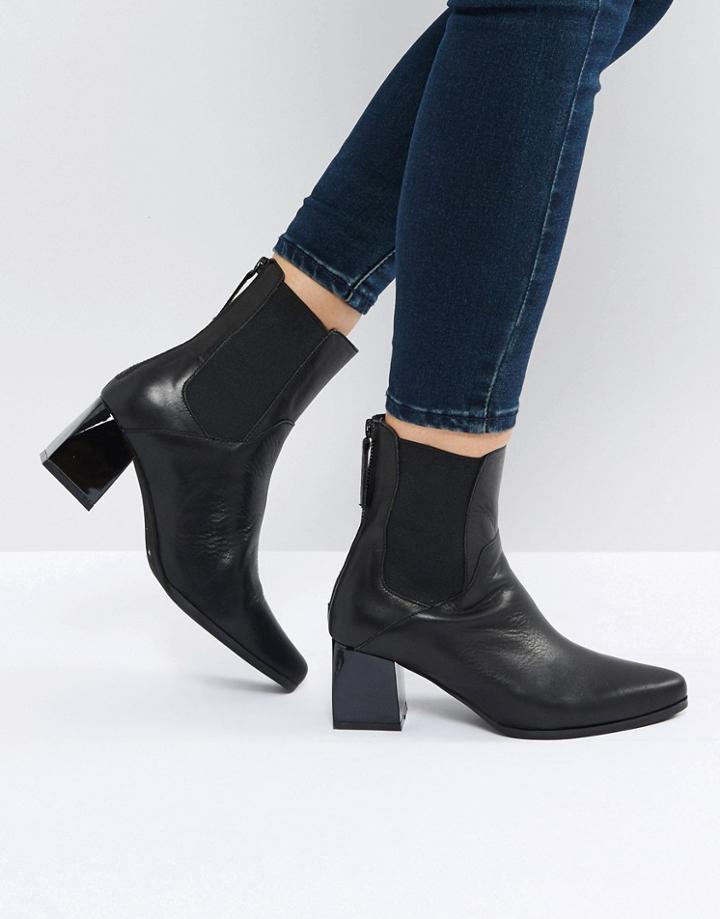 Sol Sana Ronda Black Leather Ankle Boots - Black