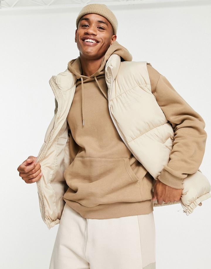 Topman Puffer Vest In Stone - Stone-neutral
