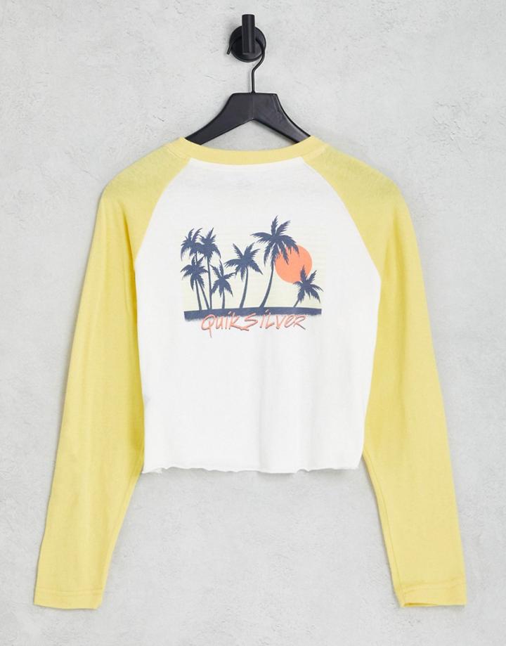 Quiksilver Color Block Raglan Long Sleeve T-shirt In White/yellow