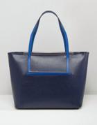 Ted Baker Tote Bag With Front Pocket Removable Pouch - Dark Blue