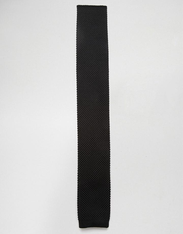 Noose & Monkey Knitted Tie - Black