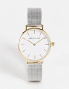 Christian Lars Womens Mesh Strap Watch In Two Tone Silver And Gold