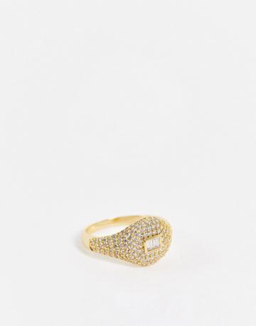 Aldo Afohasean Statement Ring With Diamante Bling In Gold